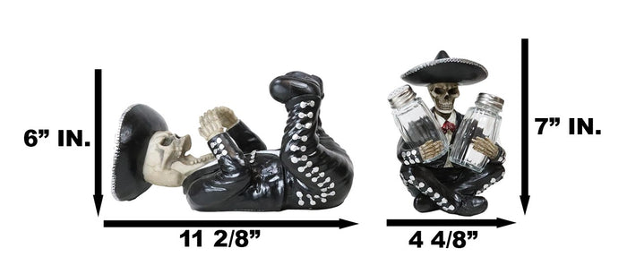 Ebros Gift Day Of The Dead Skeleton Mariachi Band Wine And Salt Pepper Shakers Holder Set