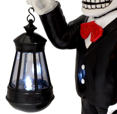 Ebros Gift Day Of The Dead Skeleton Mariachi Singer Statue With Solar Powered Lantern LED