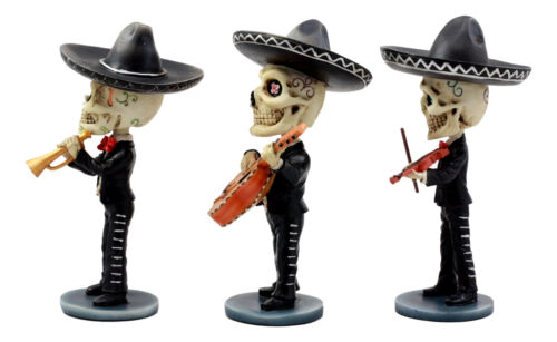 Ebros Gift Day Of The Dead Skeleton Wedding Mariachi Band Musicians Bobblehead Figurine Set