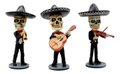 ebros gift Day Of The Dead Skeleton Wedding Mariachi Band Musicians Bobblehead Figurine Set