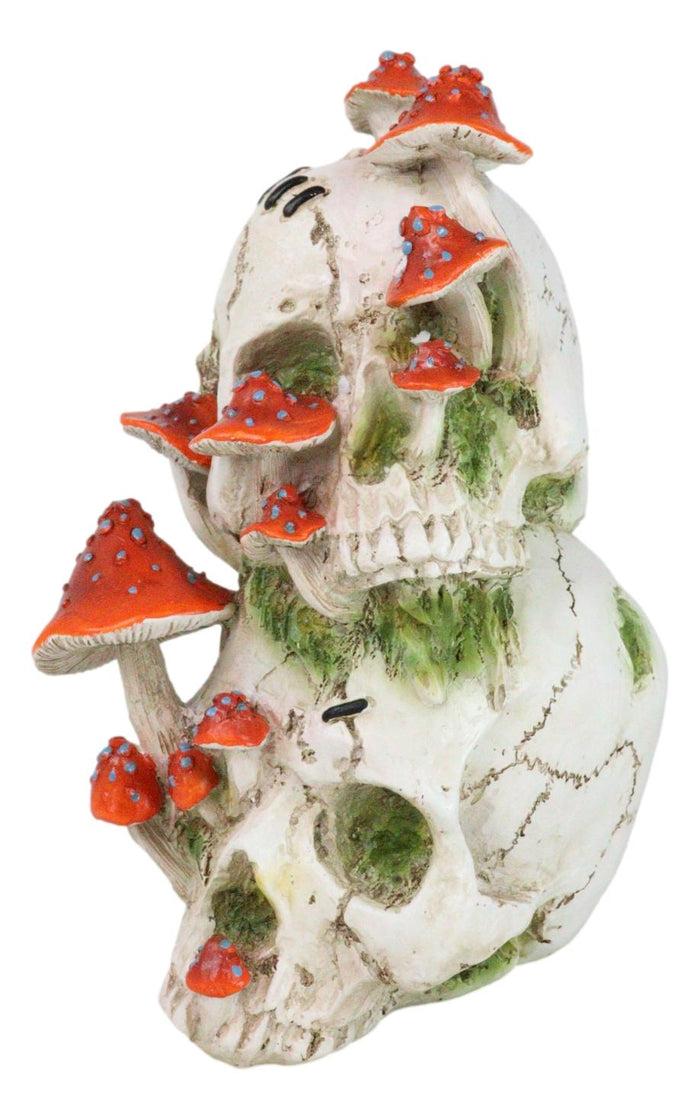 Ebros Gift Day Of The Dead Toadstool Mushrooms & Moss Fungi Gothic Stacked Skulls Figurine