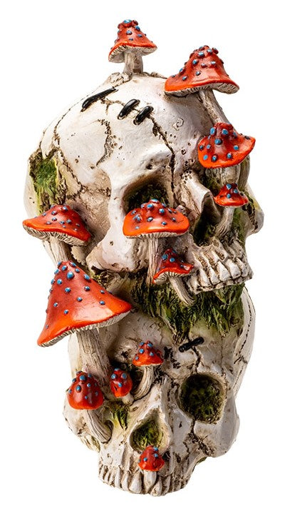 ebros gift Day Of The Dead Toadstool Mushrooms & Moss Fungi Gothic Stacked Skulls Figurine