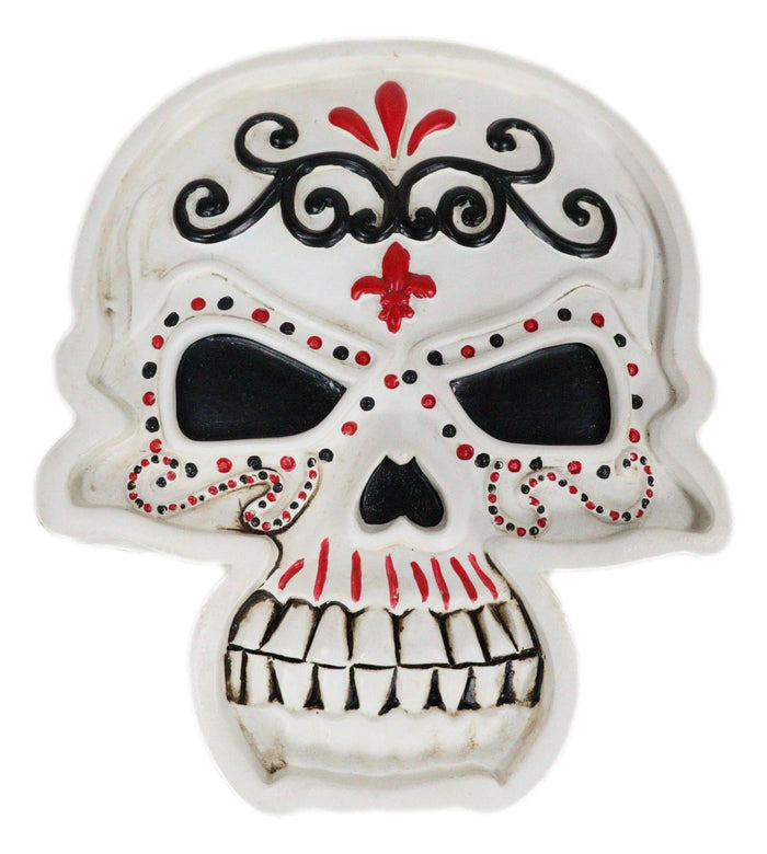 Ebros Gift Day Of The Dead White Le Fleur Skull Jewelry Box Figurine 5.5"L Skeleton Decor