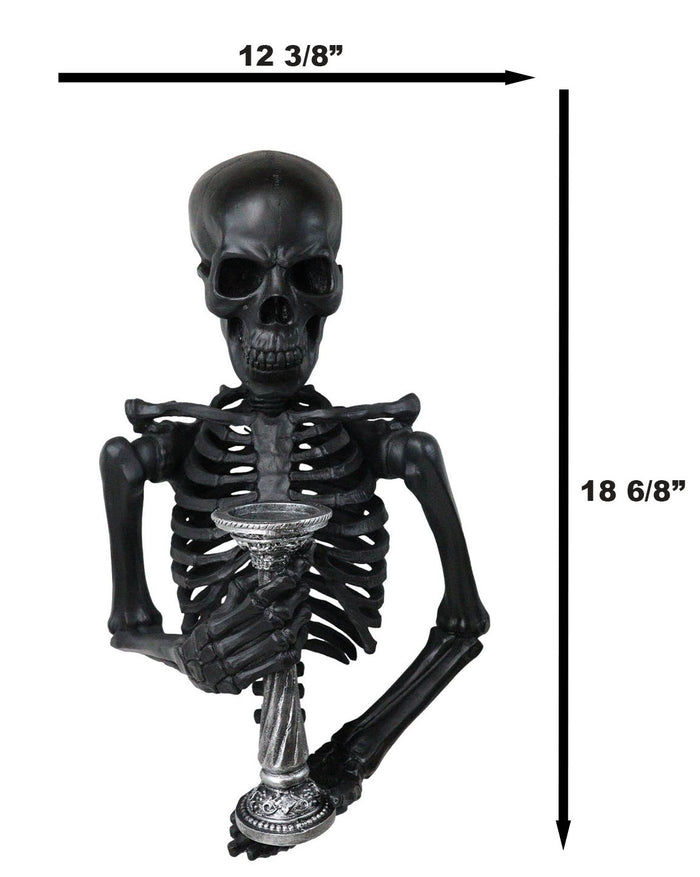 Ebros Gift De Mortuis Hallow Impaled Grinning Bone Skeleton Wall Candleholder Sculpture 18"