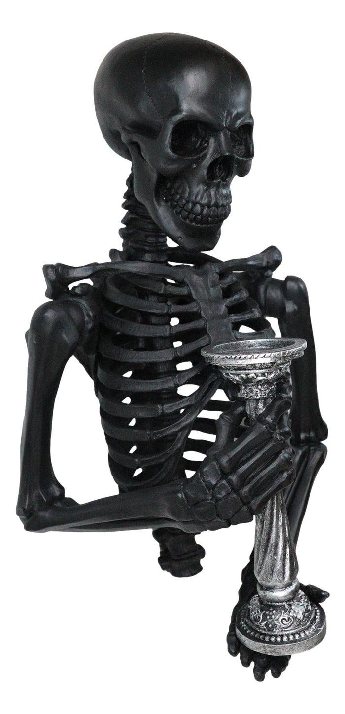 Ebros Gift De Mortuis Hallow Impaled Grinning Bone Skeleton Wall Candleholder Sculpture 18"