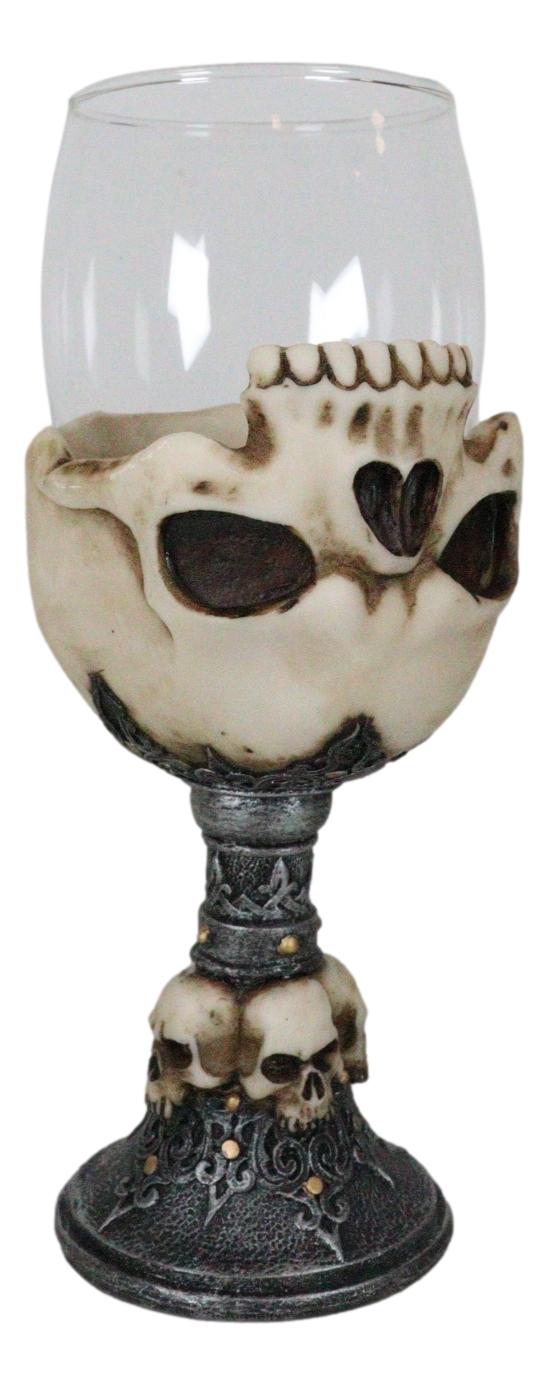 Ebros Gift Death Inverted Half Skull Graveyard Labyrinth Skeleton Wine Goblet Glass Chalice
