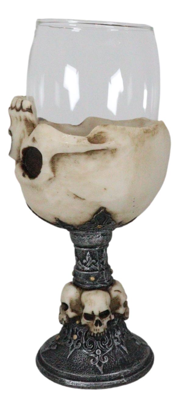 Ebros Gift Death Inverted Half Skull Graveyard Labyrinth Skeleton Wine Goblet Glass Chalice