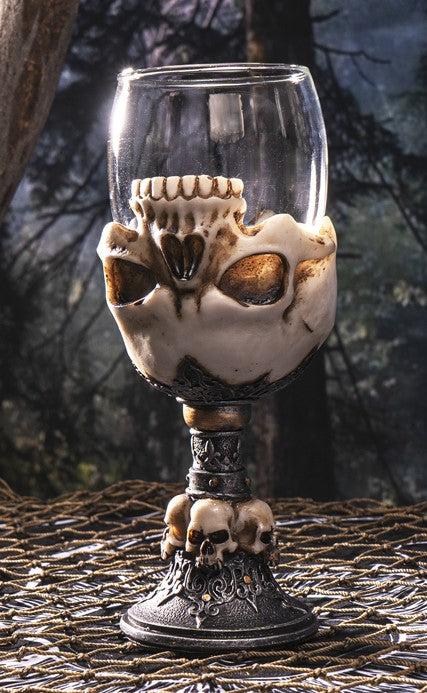 ebros gift Death Inverted Half Skull Graveyard Labyrinth Skeleton Wine Goblet Glass Chalice