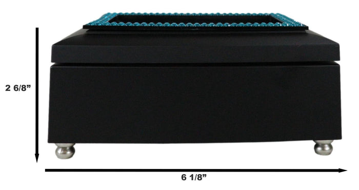 Ebros Gift December Blue Zircon Birthstone Self Esteem Sweetness Black Musical Trinket Box