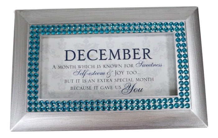 Ebros Gift December Blue Zirconia Sweetness Joy Birthstones Silver Tone Musical Trinket Box