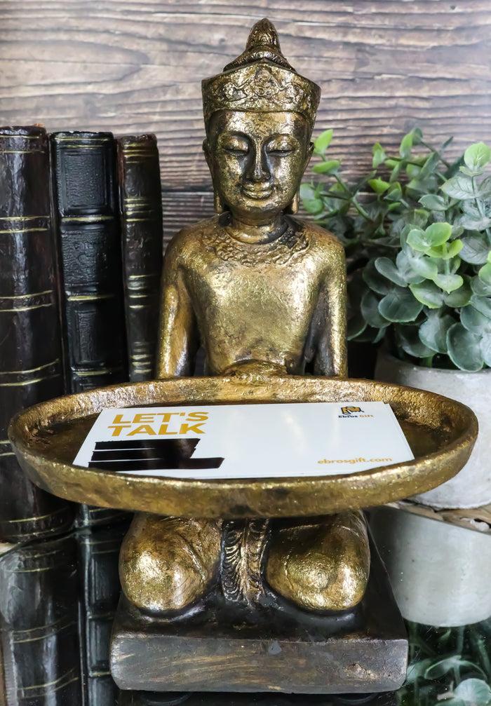 ebros gift Decorative Buddhist Siamese Monk Business Card Holder Office Desktop Figurine