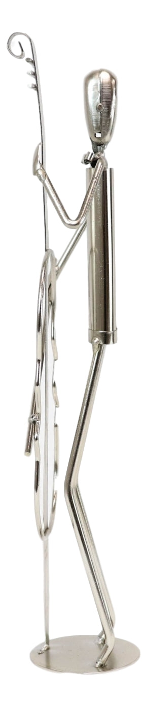 Ebros Gift Decorative Hand Made Recycled Metal Cello Instrument Player Musician Statue