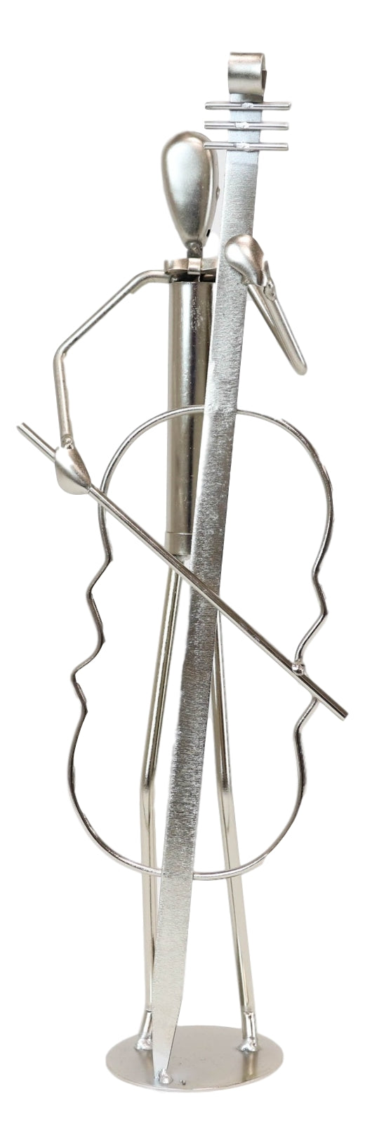 Ebros Gift Decorative Hand Made Recycled Metal Cello Instrument Player Musician Statue