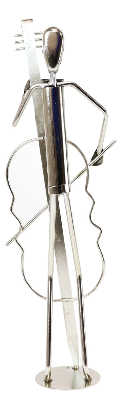 Ebros Gift Decorative Hand Made Recycled Metal Cello Instrument Player Musician Statue