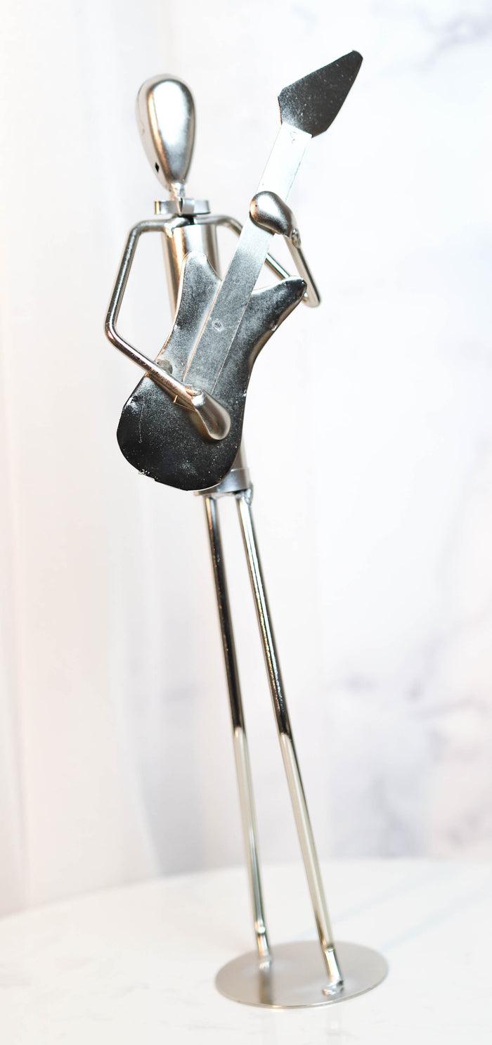 Ebros Gift Decorative Hand Made Recycled Metal Guitar Instrument Player Musician Statue