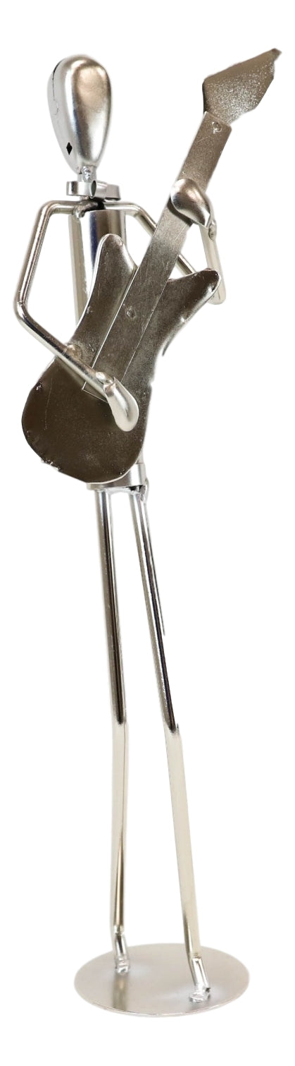 Ebros Gift Decorative Hand Made Recycled Metal Guitar Instrument Player Musician Statue