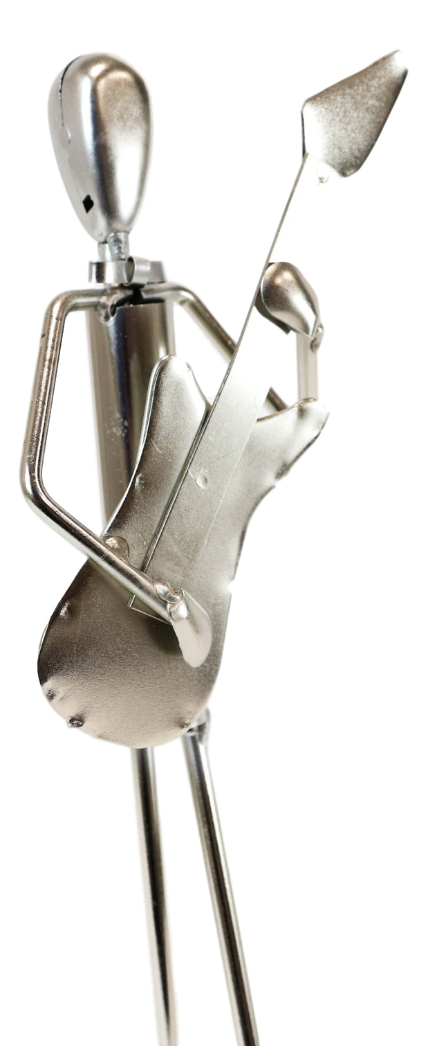 Ebros Gift Decorative Hand Made Recycled Metal Guitar Instrument Player Musician Statue