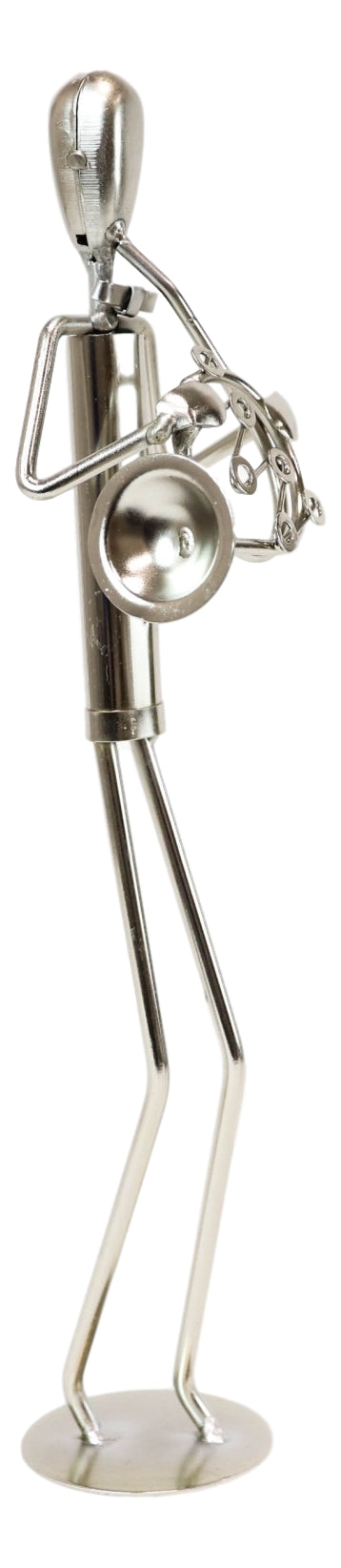 Ebros Gift Decorative Hand Made Recycled Metal Tuba Instrument Player Musician Statue
