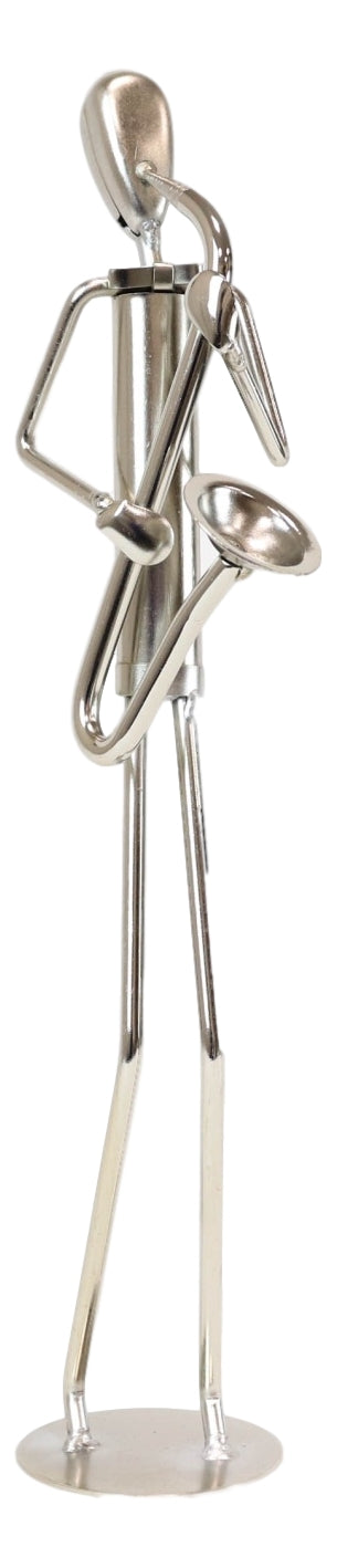 Ebros Gift Decorative Hand Made Recycled Steel Metal Saxophone Instrument Player Musician Statue