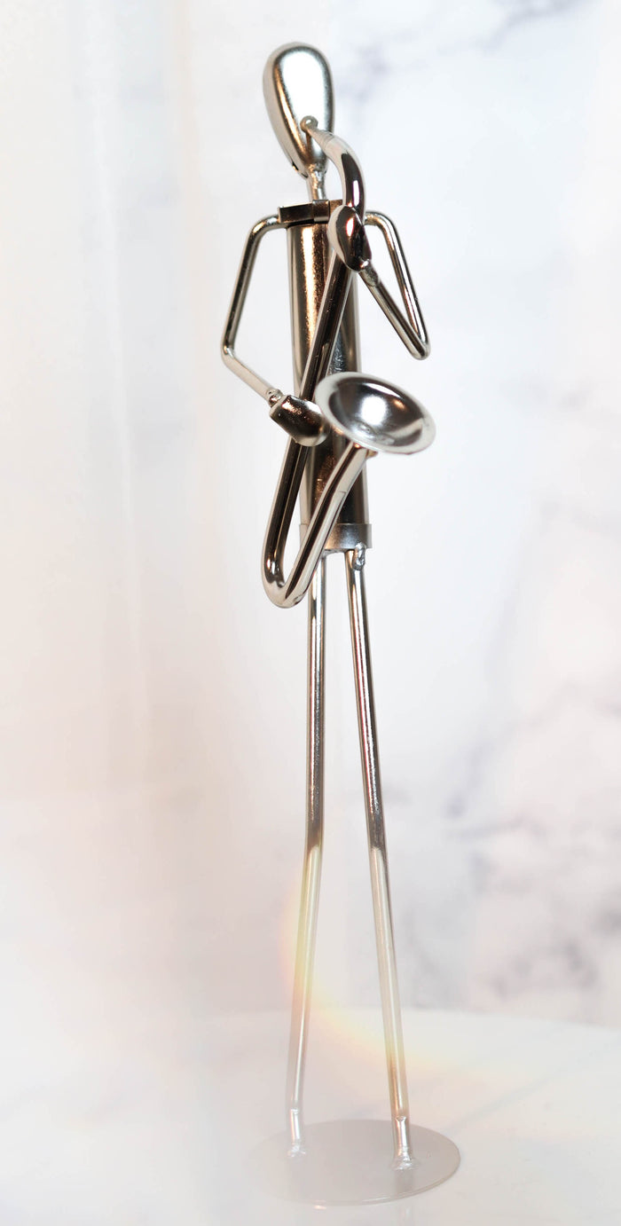 ebros gift Decorative Hand Made Recycled Steel Metal Saxophone Instrument Player Musician Statue