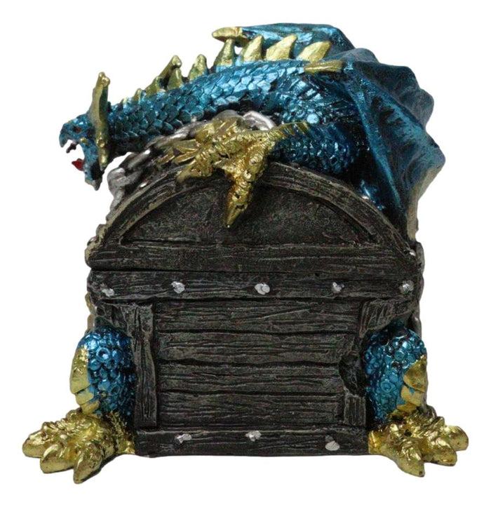 Ebros Gift Deep Sea Dragon Chained To A Treasure Chest Decorative Jewelry Box Figurine