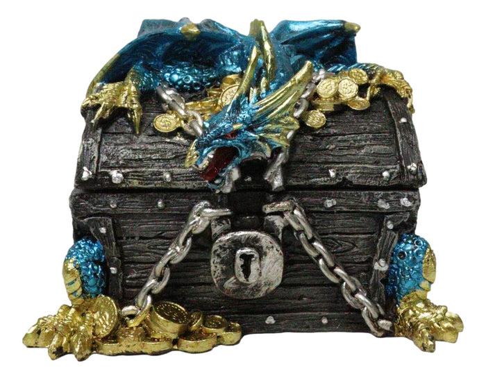 ebros gift Deep Sea Dragon Chained To A Treasure Chest Decorative Jewelry Box Figurine