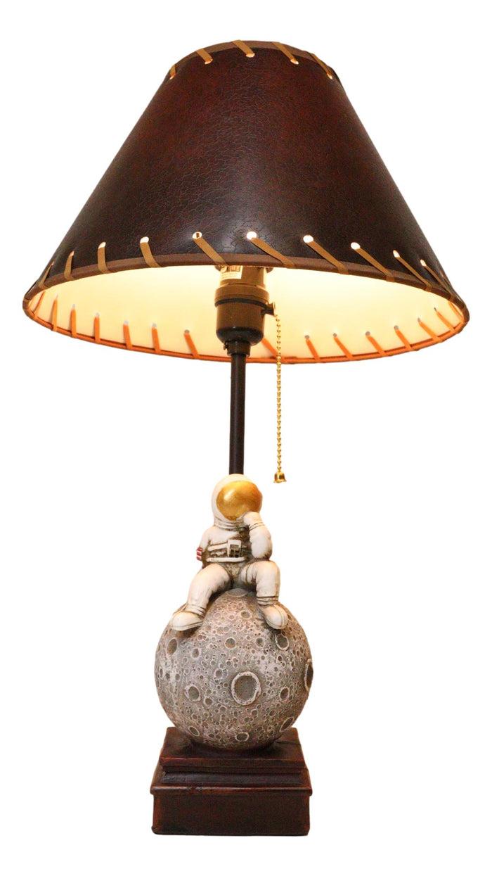 ebros gift Deep Space Exploration Astronaut Landing On Cratered Moon Desktop Table Lamp