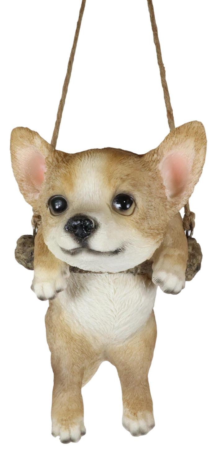 Ebros Gift Deer Head Chihuahua Puppy Dog On Branch Swing Hanger Wall Decor Figurine