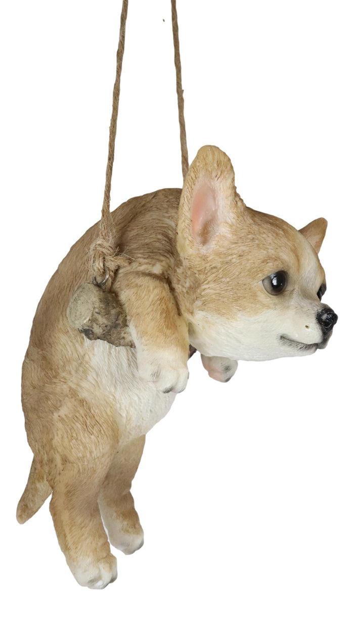 Ebros Gift Deer Head Chihuahua Puppy Dog On Branch Swing Hanger Wall Decor Figurine