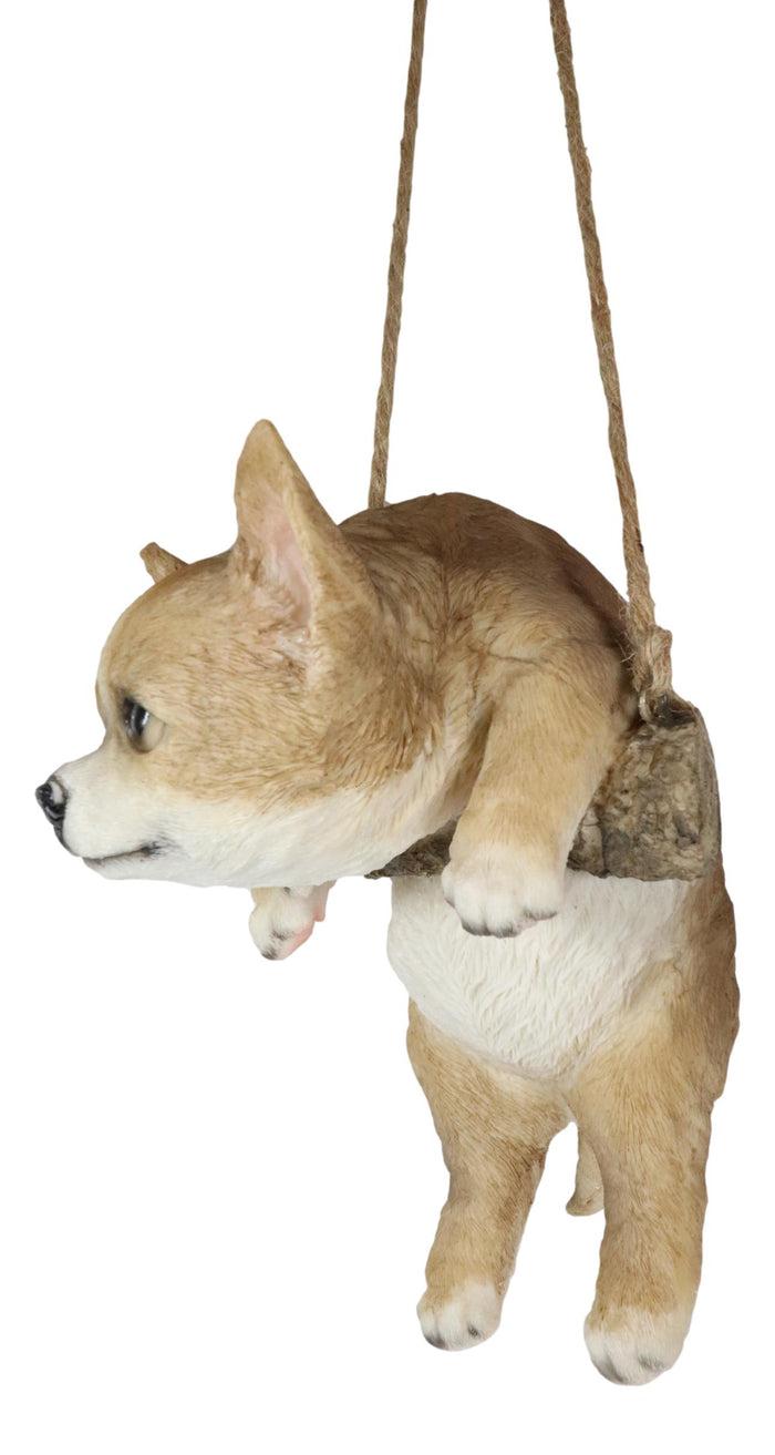 Ebros Gift Deer Head Chihuahua Puppy Dog On Branch Swing Hanger Wall Decor Figurine