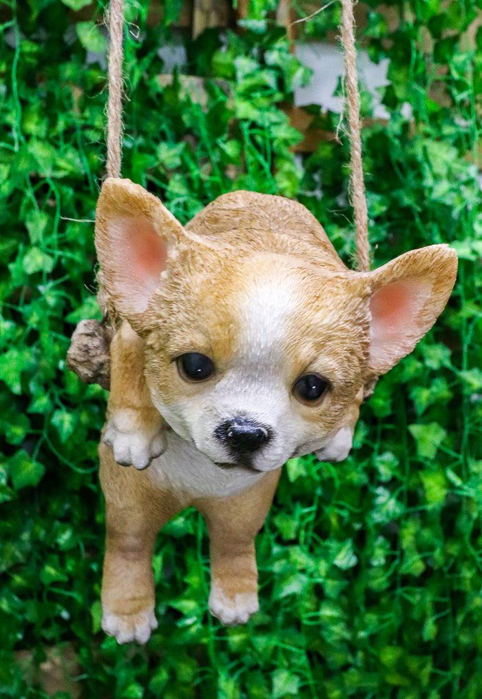 ebros gift Deer Head Chihuahua Puppy Dog On Branch Swing Hanger Wall Decor Figurine