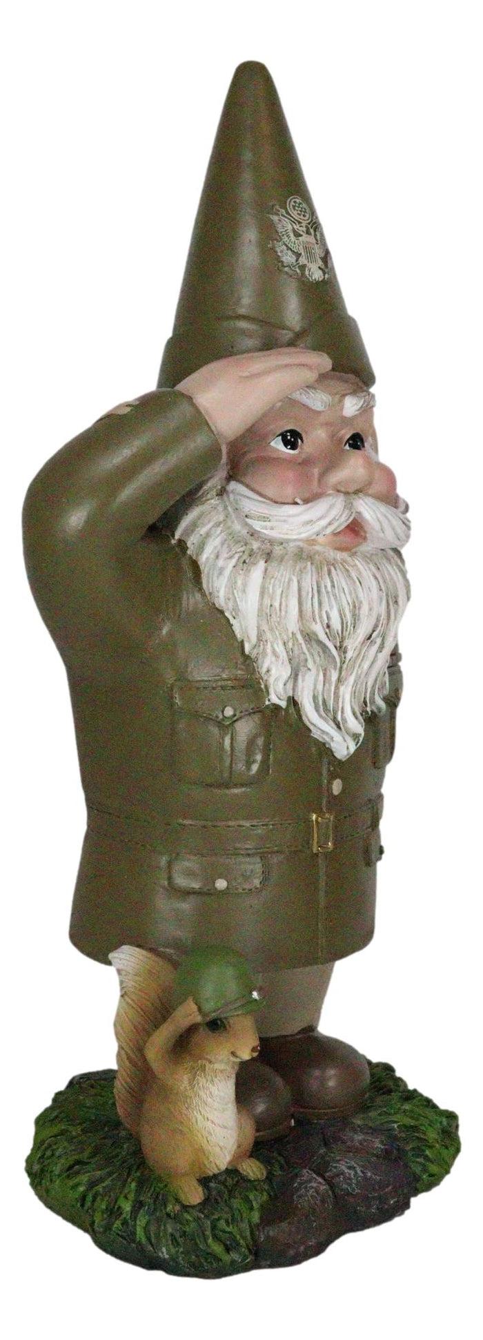 Ebros Gift Defend The Homeland USA Patriotic Armed Forces Army Gnome With Squirrel Statue