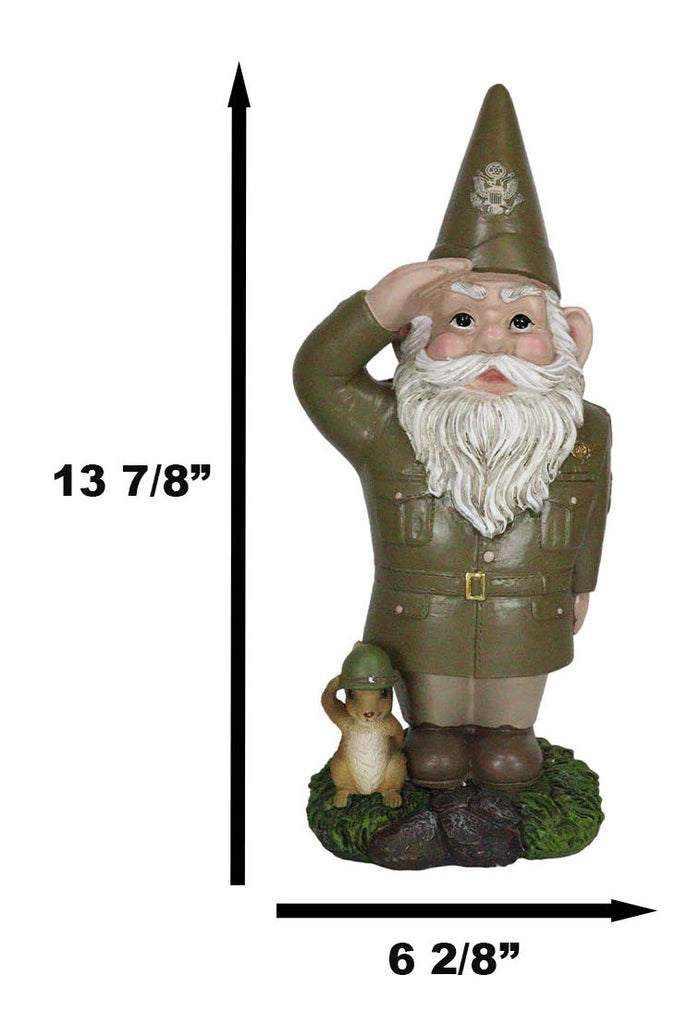 Ebros Gift Defend The Homeland USA Patriotic Armed Forces Army Gnome With Squirrel Statue