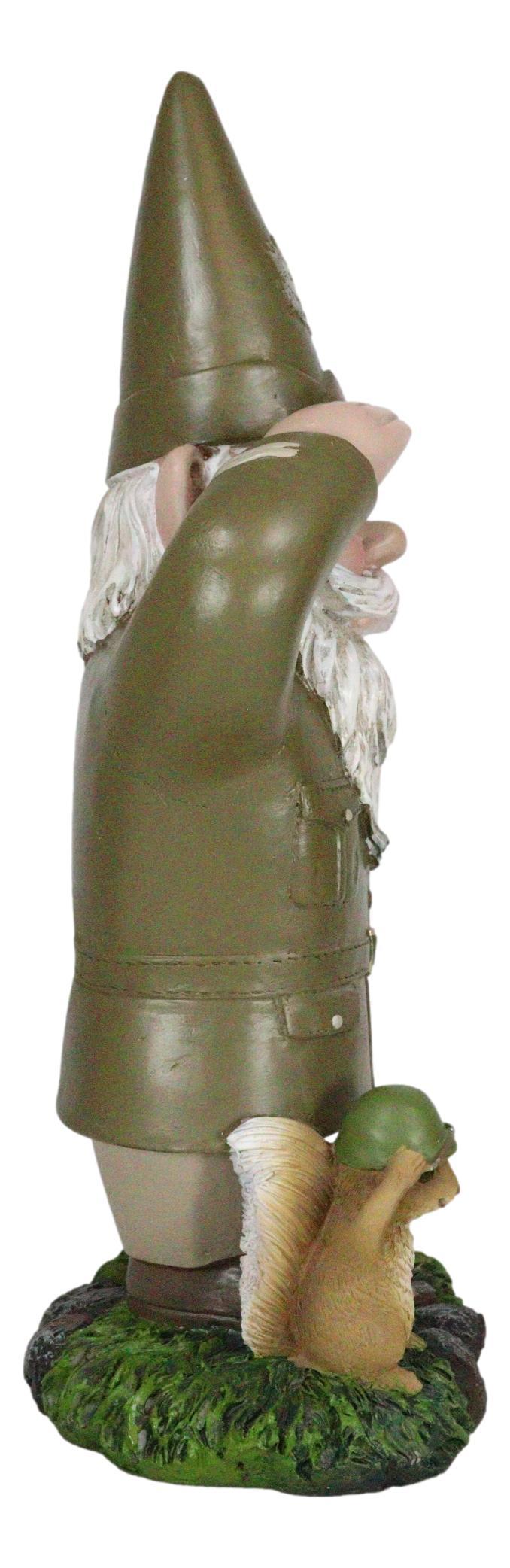 Ebros Gift Defend The Homeland USA Patriotic Armed Forces Army Gnome With Squirrel Statue