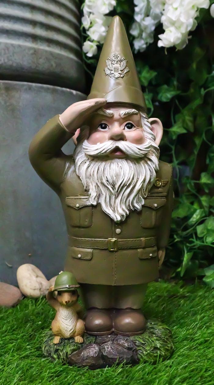 ebros gift Defend The Homeland USA Patriotic Armed Forces Army Gnome With Squirrel Statue