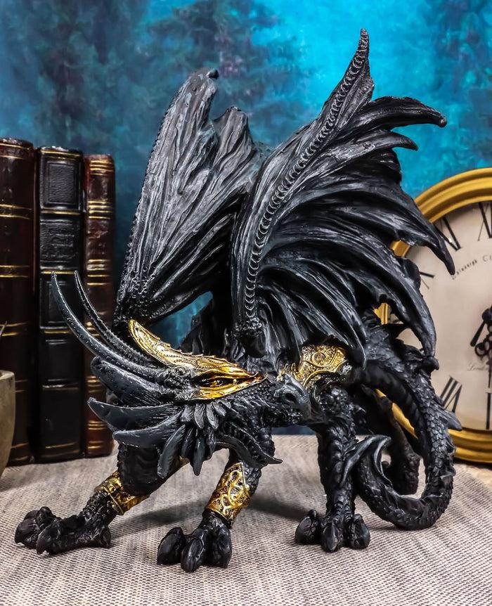 Ebros Gift Deimos Roaring Golden Armored Dragon Statue 8"Long Fantasy Collector Home Decor