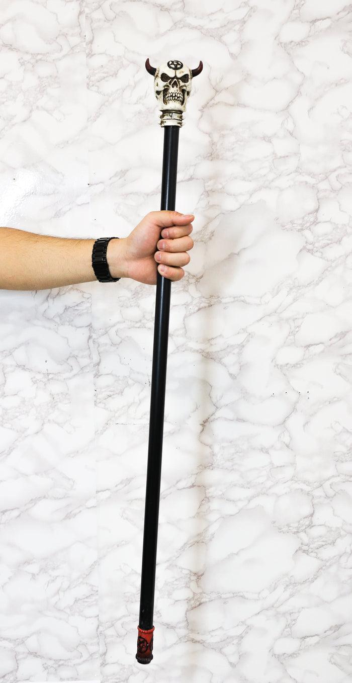 Ebros Gift Demon Horned Pentagram Skull Decorative Prop Walking Swagger Cane