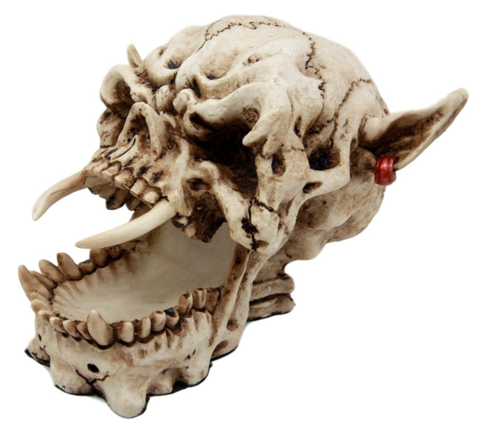 Ebros Gift Demon Pirate Skull Figurine 6.5"L Fanged Bone Vampire Marauder Skeleton Decor