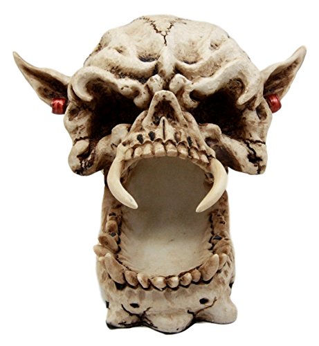 Ebros Gift Demon Pirate Skull Figurine 6.5"L Fanged Bone Vampire Marauder Skeleton Decor