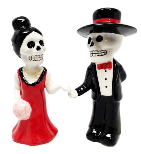 Ebros Gift Dias De Los Muertos Wedding Dance Sugar Skulls Ceramic Salt Pepper Shakers