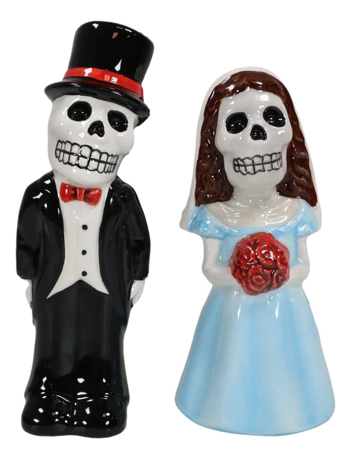 Ebros Gift Dias De Los Muertos Wedding Sermon Sugar Skulls Ceramic Salt Pepper Shakers