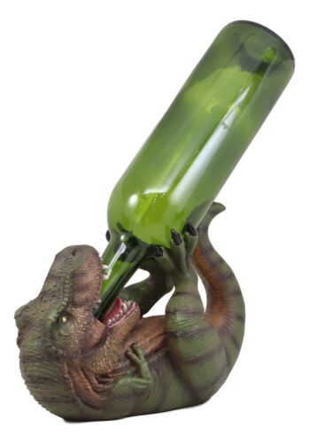 Ebros Gift Dino Wino Prehistoric Dinosaur Thirsty T-Rex Wine Bottle Holder 9.25"Long Trex