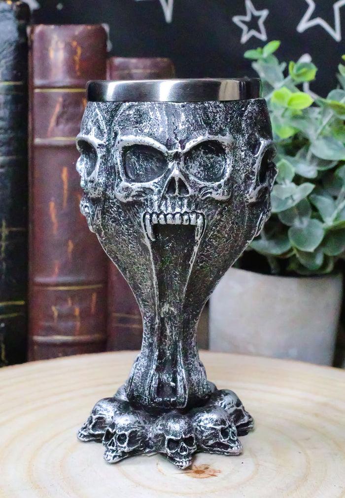 ebros gift Distorted Skull Alien Extra Terrestrial Fossil 5oz Wine Drink Goblet Chalice