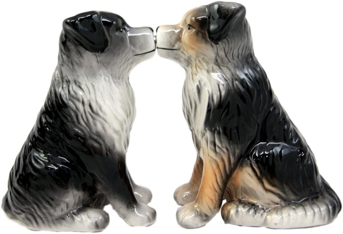 Ebros Gift Dog Australian Shepherd Salt & Pepper Shakers Ceramic Magnetic Figurine Set 3"L