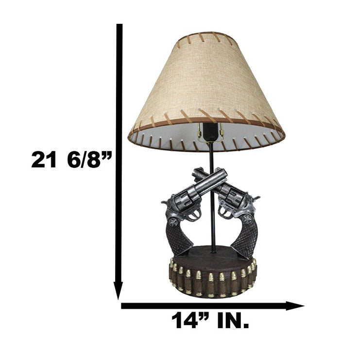 Ebros Gift Double Six Shooter Revolver Gun Pistols With Belt Bullets Table Lamp Statue