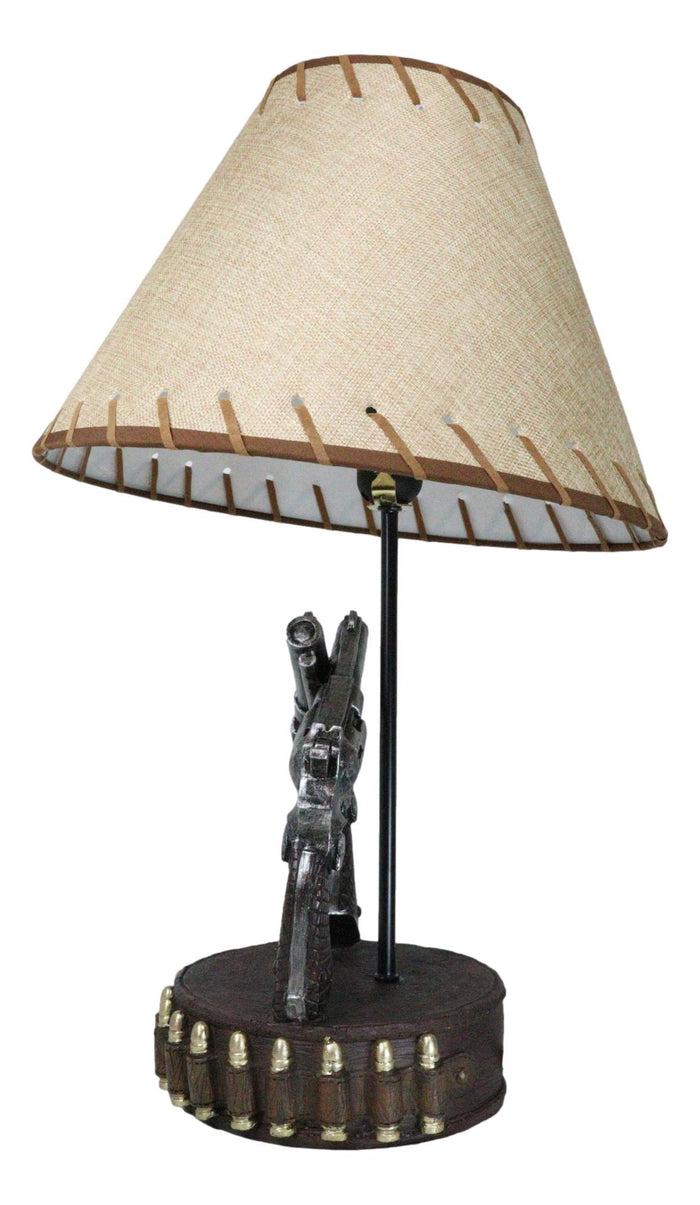 Ebros Gift Double Six Shooter Revolver Gun Pistols With Belt Bullets Table Lamp Statue