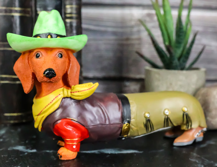 ebros gift Doxie Collection Wild West Western Cowboy Dachshund Figurine 6"L Desert Sherrif