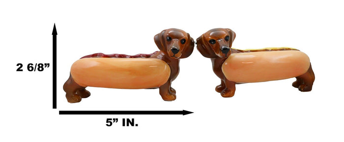 Ebros Gift Doxies Hot Dog Sausage Wiener Dachshunds Salt And Pepper Shakers Magnetic Set