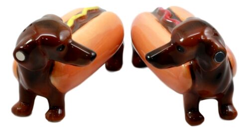 Ebros Gift Doxies Hot Dog Sausage Wiener Dachshunds Salt And Pepper Shakers Magnetic Set