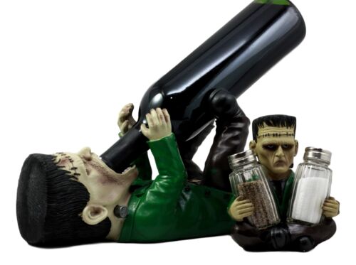 ebros gift Dr Victor Frankenstein Wine Holder And Salt Pepper Shakers Holder Figurine Set